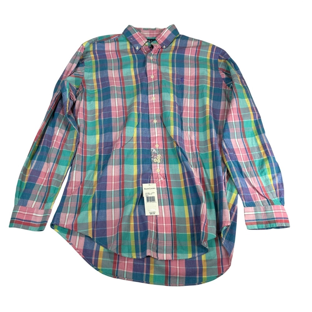 Ralph Lauren Mens Classic Fit Plaid Button Down Shirt Multicolor 15.5 M NWT